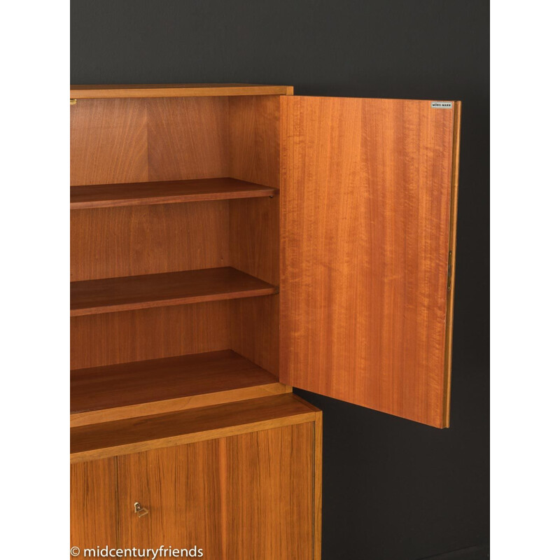 Vintage walnut cabinet with four doors, Germany 1950s