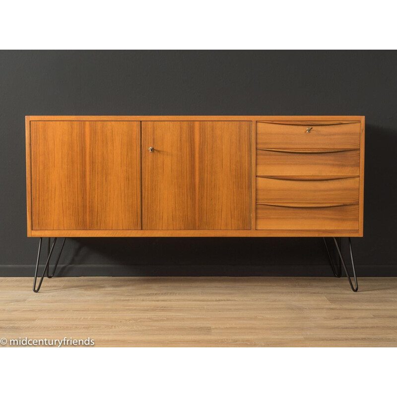 Mid century walnut sideboard with two doors, Germany 1950s