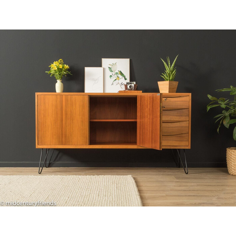 Mid century walnut sideboard with two doors, Germany 1950s