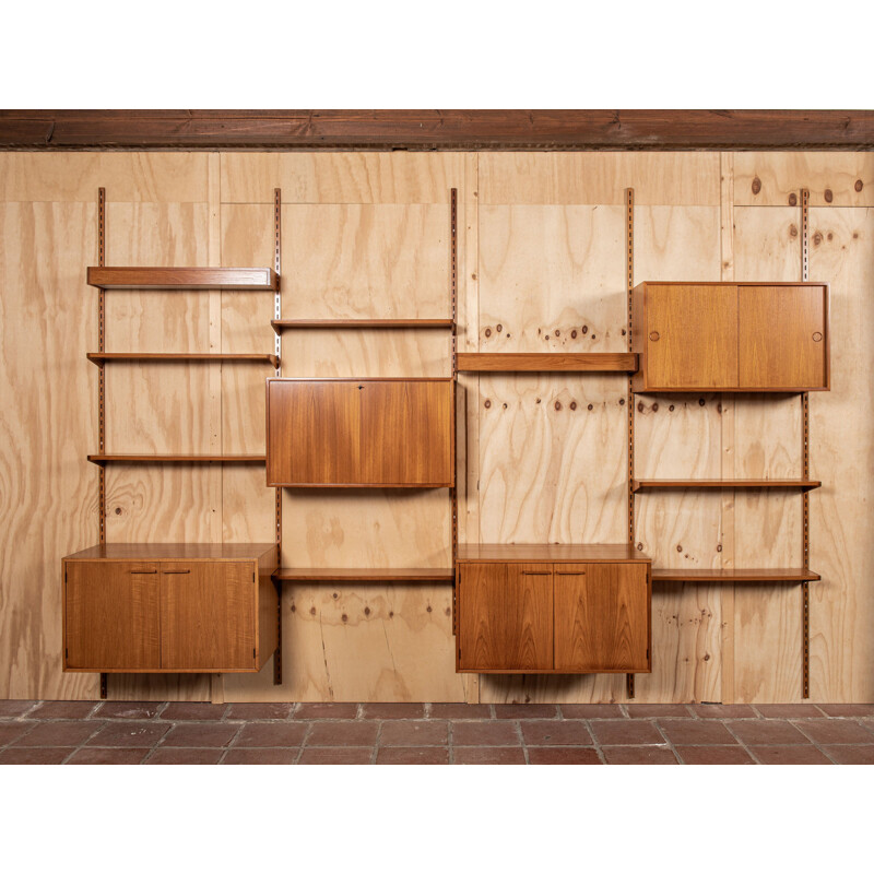 Mid century wall system in teak by Kai Kristiansen for Fm, Denmark 1960s