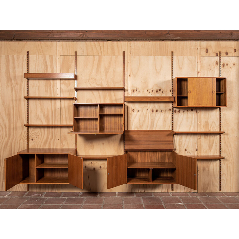 Mid century wall system in teak by Kai Kristiansen for Fm, Denmark 1960s