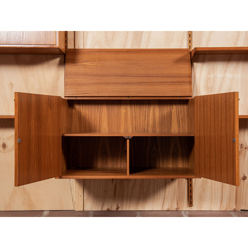 Mid century wall system in teak by Kai Kristiansen for Fm, Denmark 1960s