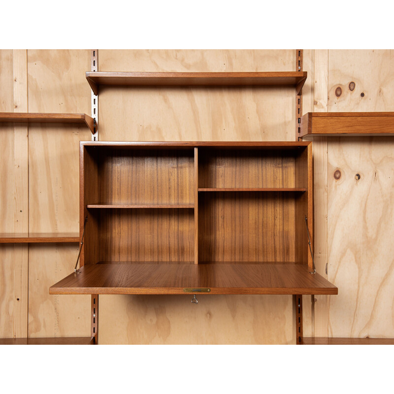 Mid century wall system in teak by Kai Kristiansen for Fm, Denmark 1960s