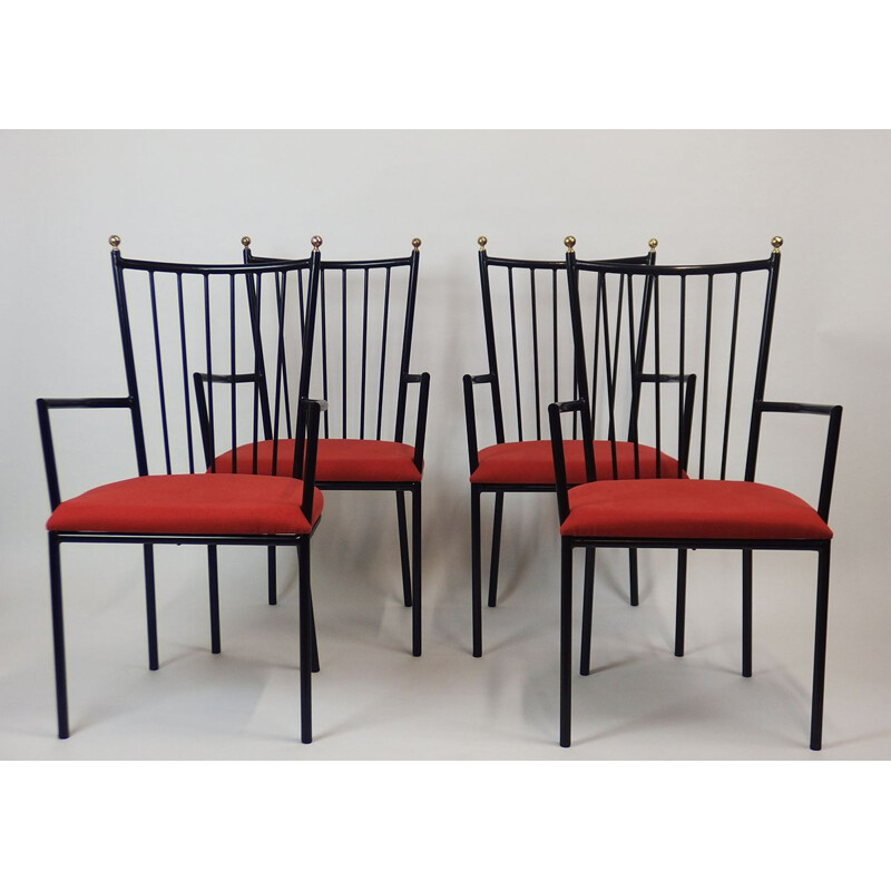 Set van 4 vintage brugstoelen van Colette Gueden, Frankrijk 1954