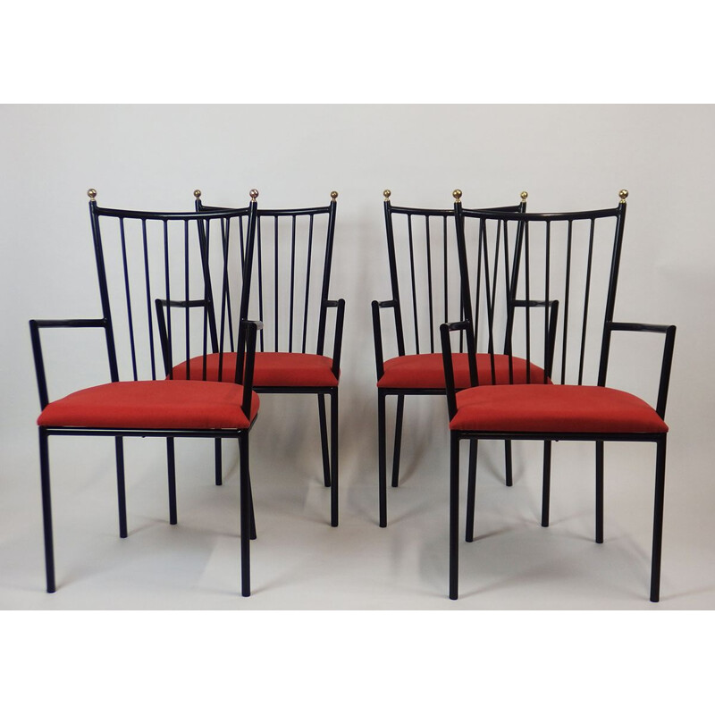 Set of 4 vintage bridge armchairs by Colette Gueden, France 1954