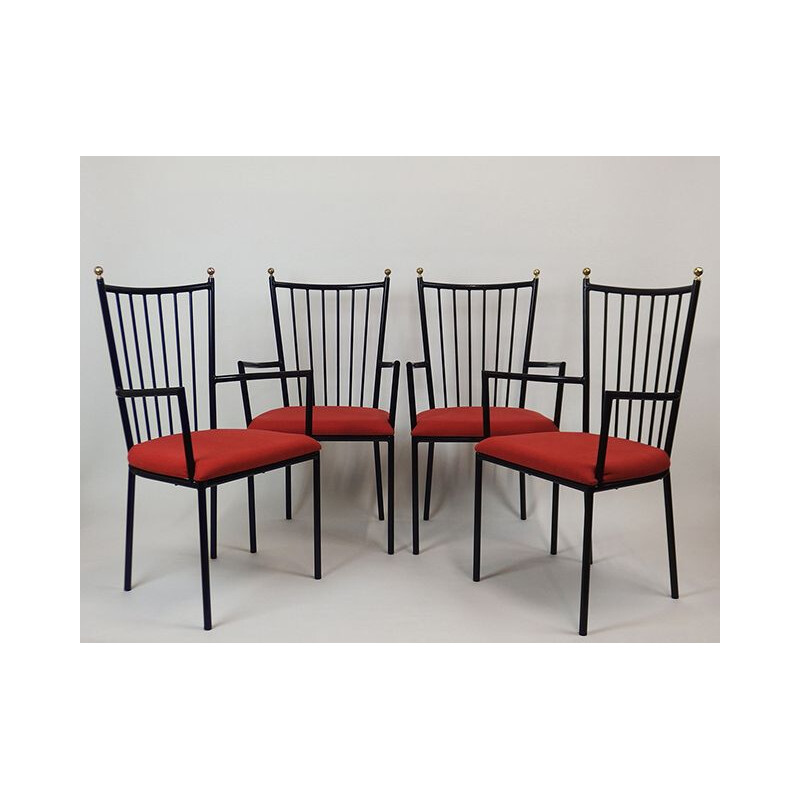 Set of 4 vintage bridge armchairs by Colette Gueden, France 1954