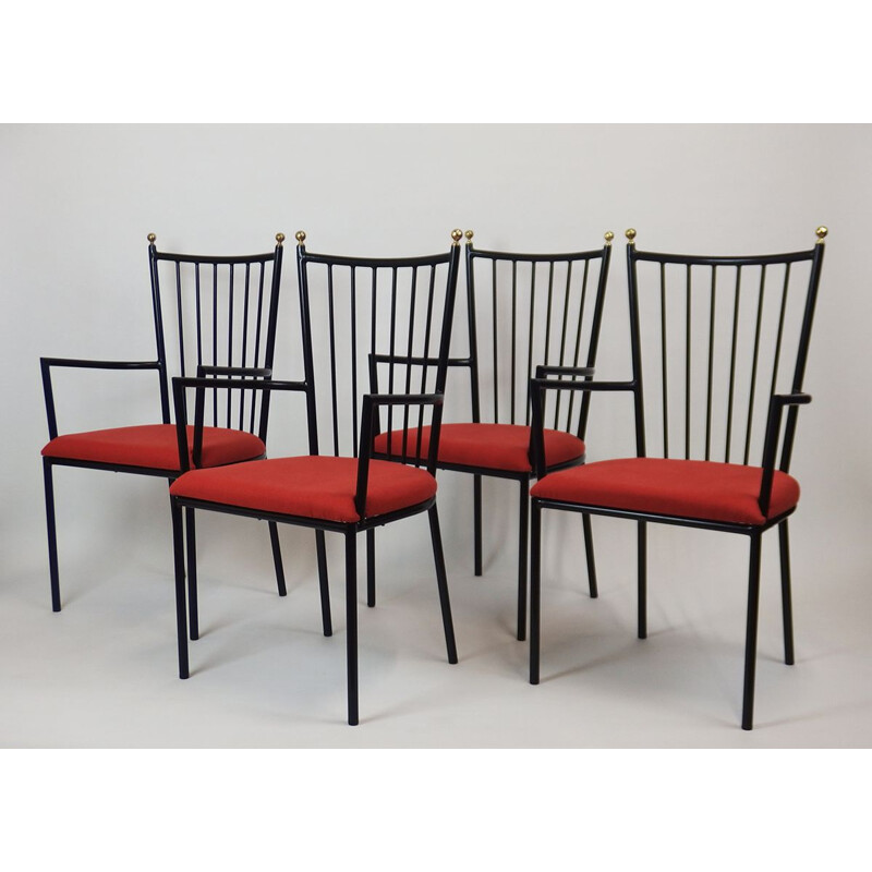 Set van 4 vintage brugstoelen van Colette Gueden, Frankrijk 1954