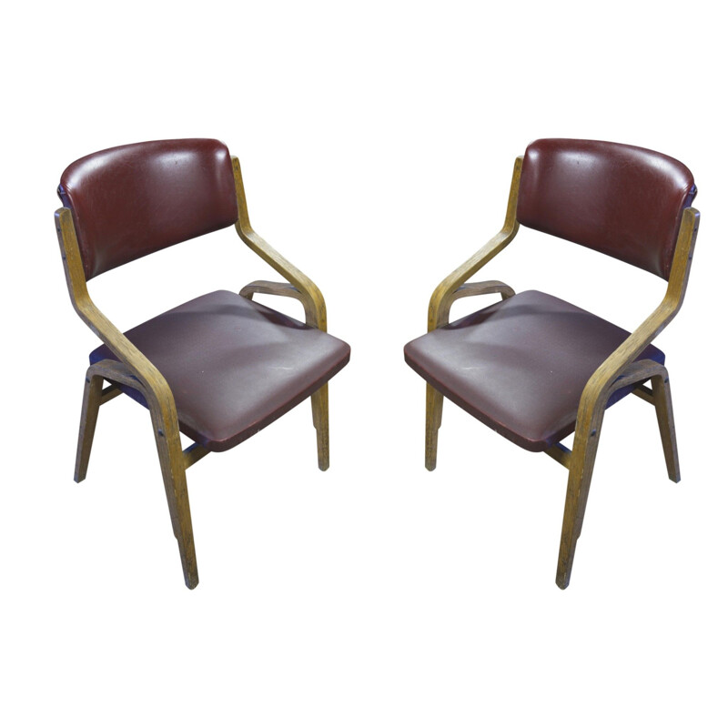 Pair of vintage bentwood armchairs by Ludvík Volák for Dřevopodnik Holešov, Czechoslovakia 1970