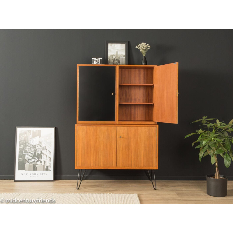 Vintage walnut and white and black formica cabinet, Germany 1950s