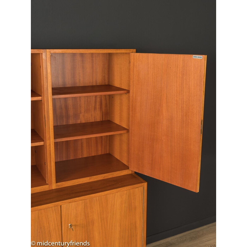 Vintage walnut and white and black formica cabinet, Germany 1950s