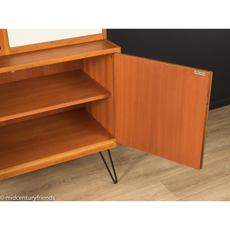 Vintage walnut and white and black formica cabinet, Germany 1950s