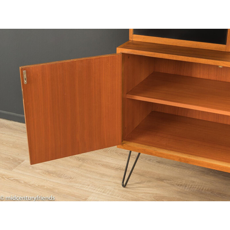 Vintage walnut and white and black formica cabinet, Germany 1950s