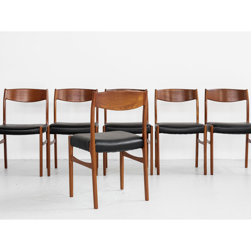Ensemble de 6 chaises vintage en teck par Glyngøre Stolefabrik, Danemark 1960