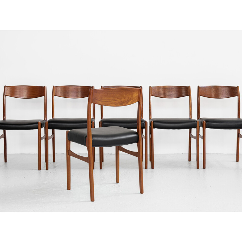 Midcentury set of 6 dining chairs in teak by Glyngøre Stolefabrik, Denmark 1960s