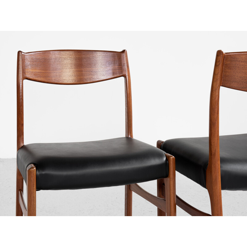Midcentury set of 6 dining chairs in teak by Glyngøre Stolefabrik, Denmark 1960s