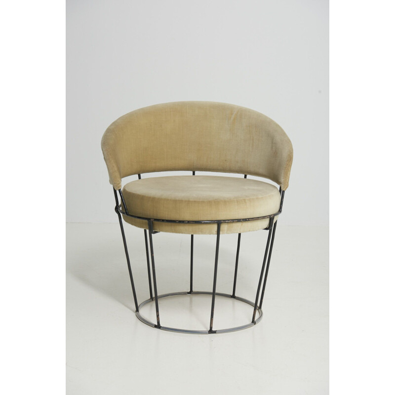 Paire de fauteuils cocktail vintage à structure métallique, 1950