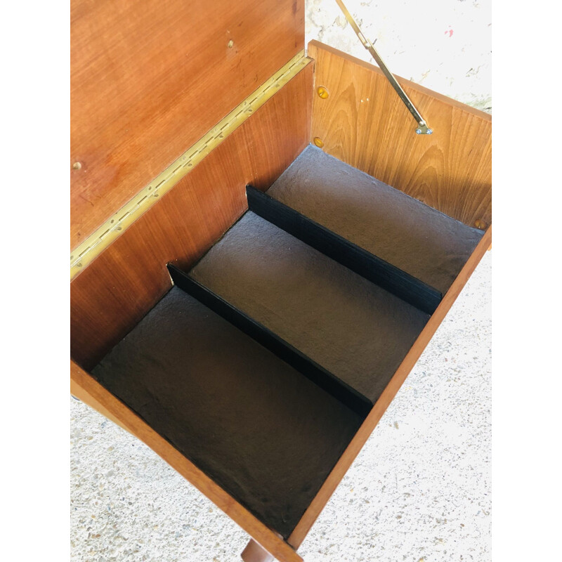 Scandinavian vintage teak side table with storage compartments, Denmark 1960s