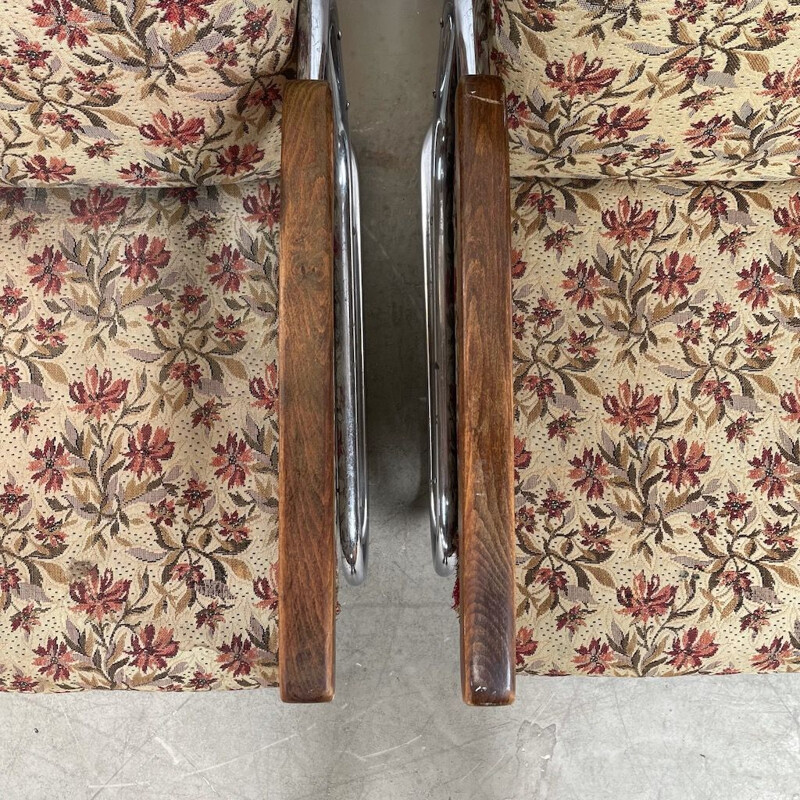 Pair of vintage functionalist armchairs, 1930s