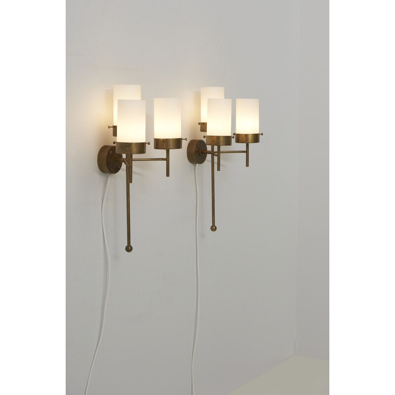 Pair of vintage brass wall lamps by Hans Agne Jakobsson, 1960