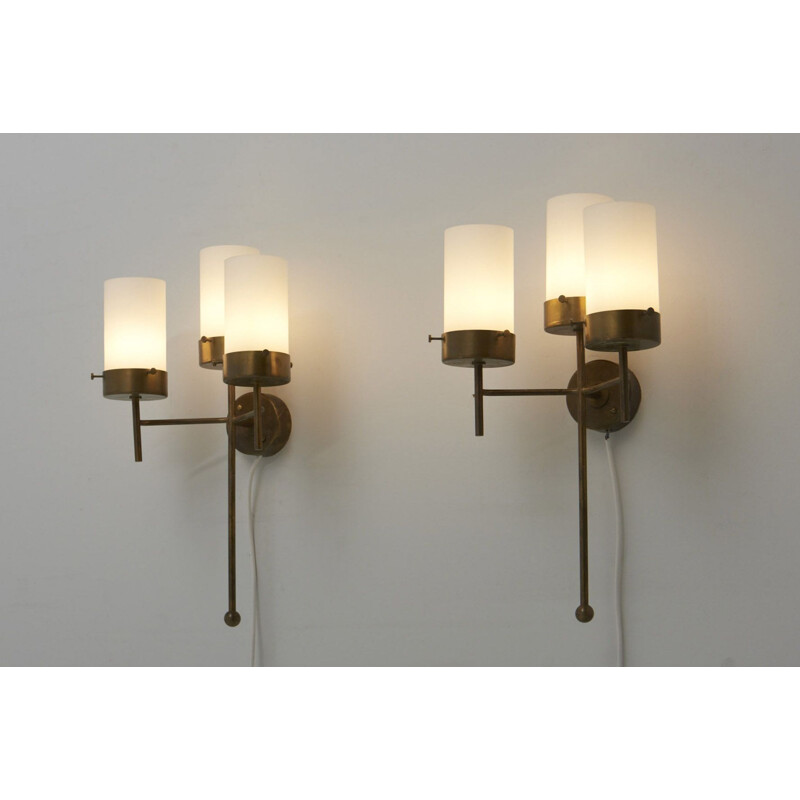 Pair of vintage brass wall lamps by Hans Agne Jakobsson, 1960