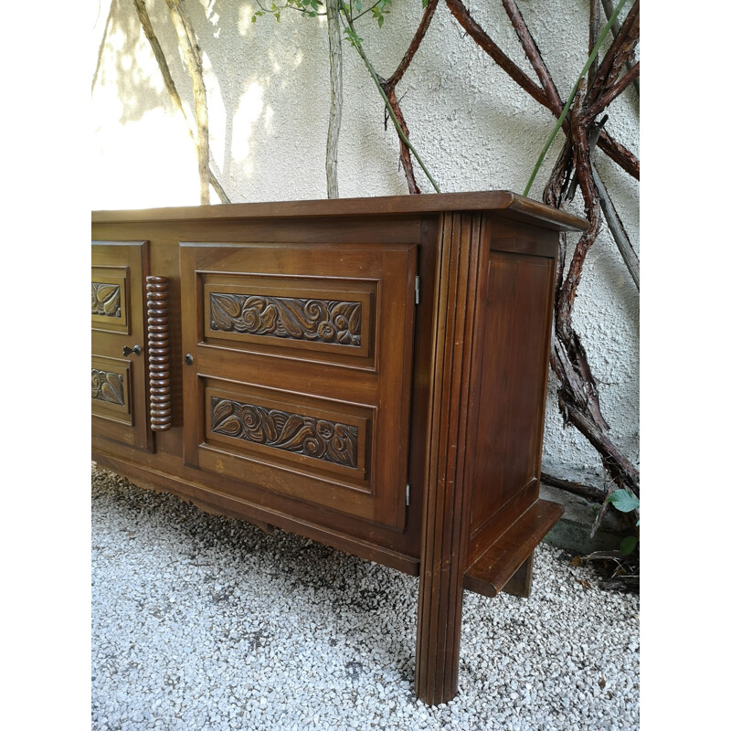 Vintage Art Deco 2-door carved sideboard, 1940