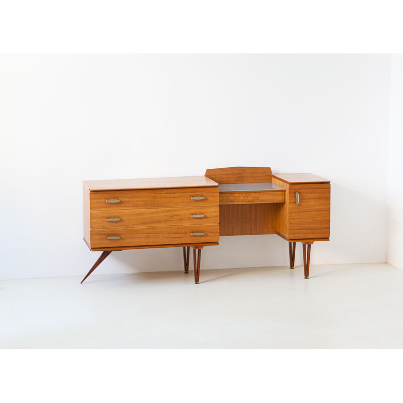 Commode italienne moderniste vintage en teck, 1950