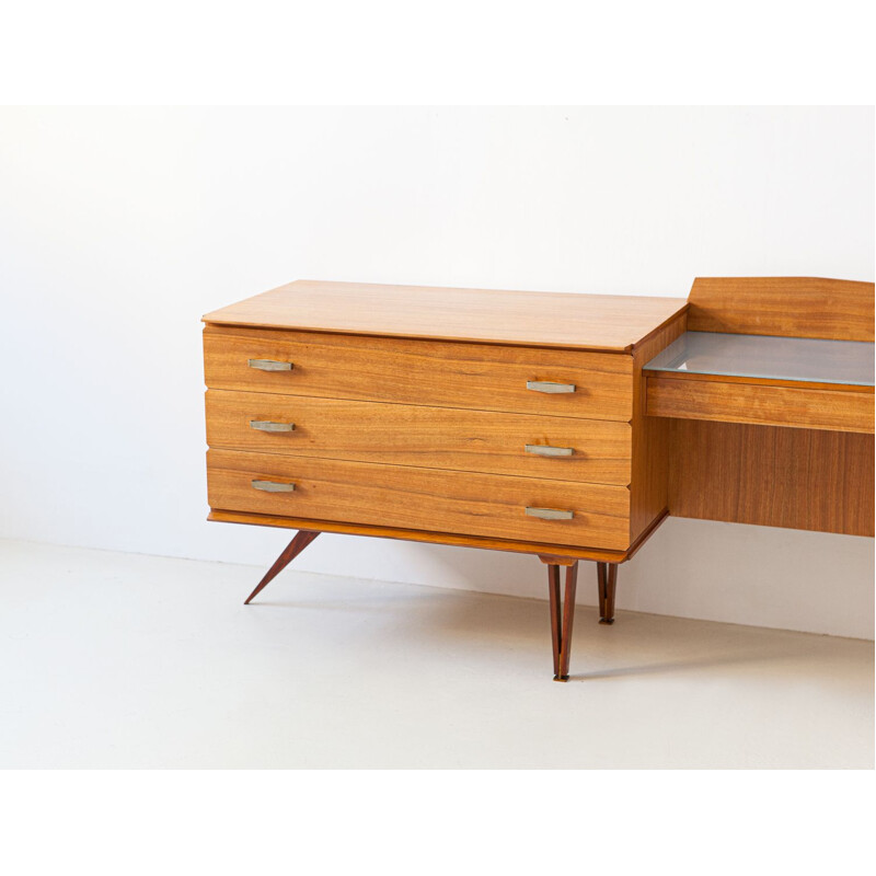 Vintage Italian modernist teak chest of drawers, 1950s