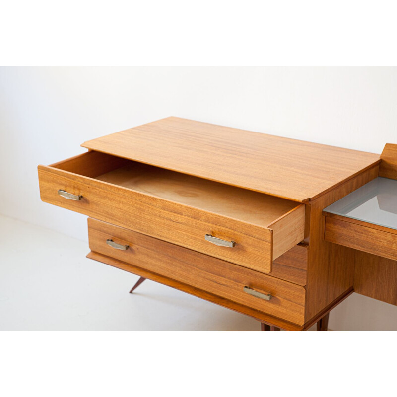 Vintage Italian modernist teak chest of drawers, 1950s