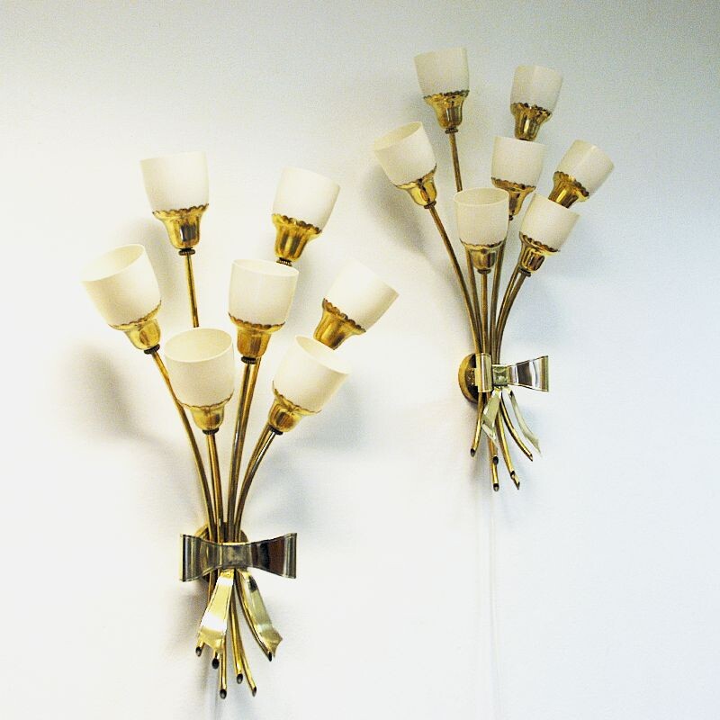 Pair of vintage brass sconces, Denmark 1940