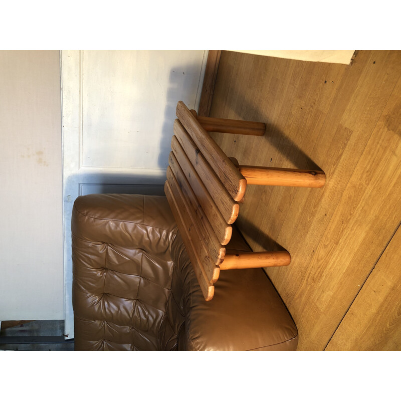 Pair of vintage pine side tables, 1980