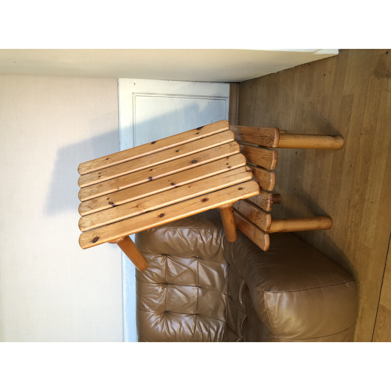 Pair of vintage pine side tables, 1980