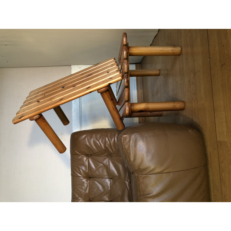 Pair of vintage pine side tables, 1980