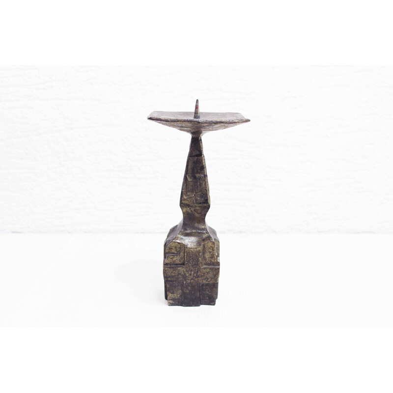 Vintage Brutalist bronze candlestick, 1960