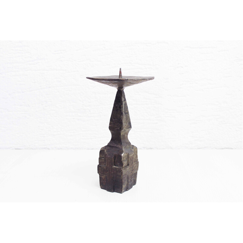 Bougeoir brutaliste vintage en bronze, 1960