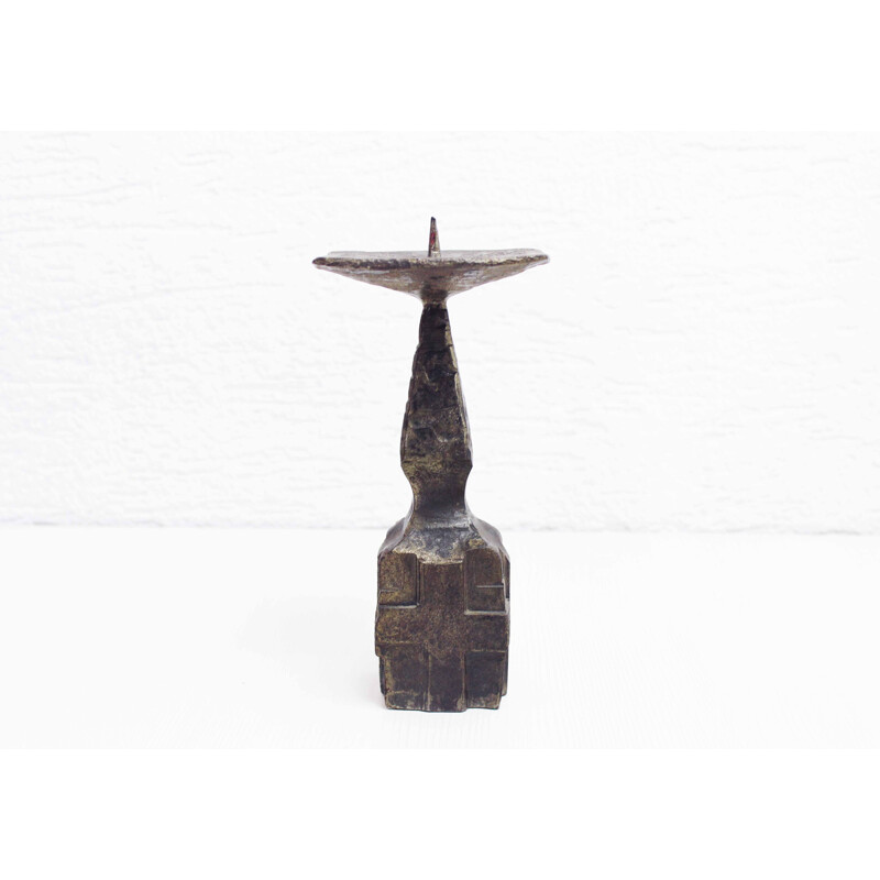 Vintage Brutalist bronze candlestick, 1960