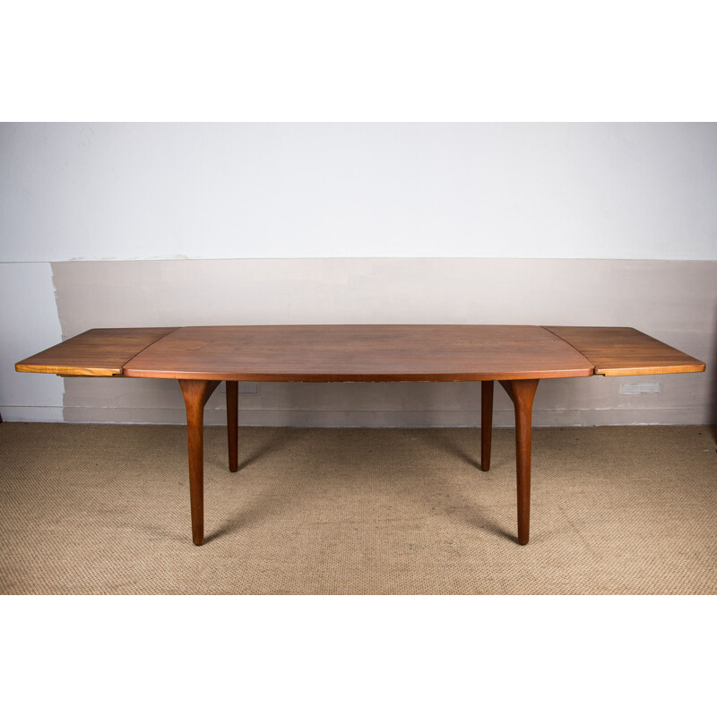 Vintage Danish teak extension table by Henning Kjaernulf for Bruno Hansen, 1960