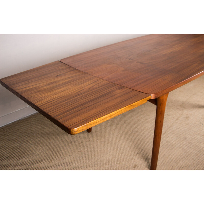 Vintage Danish teak extension table by Henning Kjaernulf for Bruno Hansen, 1960