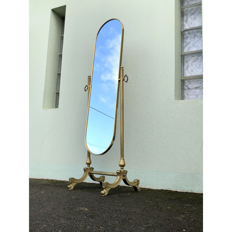 Espejo de latón vintage, 1970