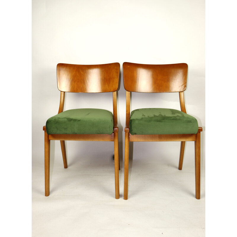 Pair of vintage green dining chairs, 1970s