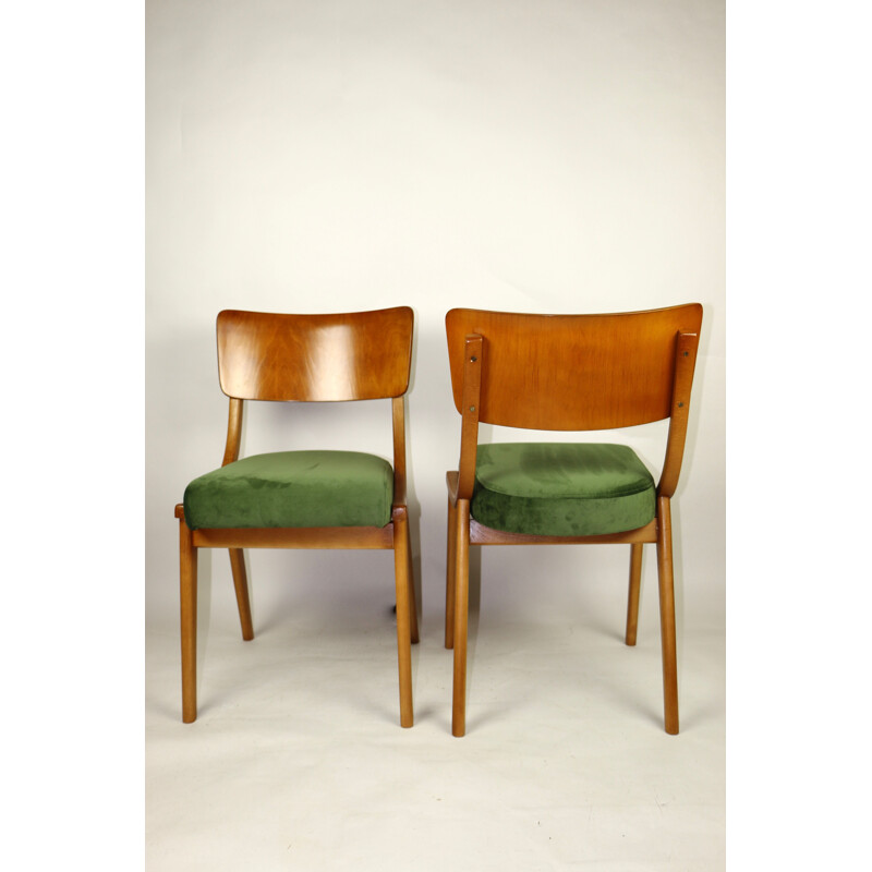 Pair of vintage green dining chairs, 1970s