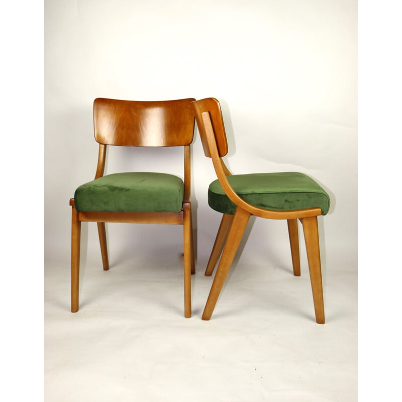 Pair of vintage green dining chairs, 1970s