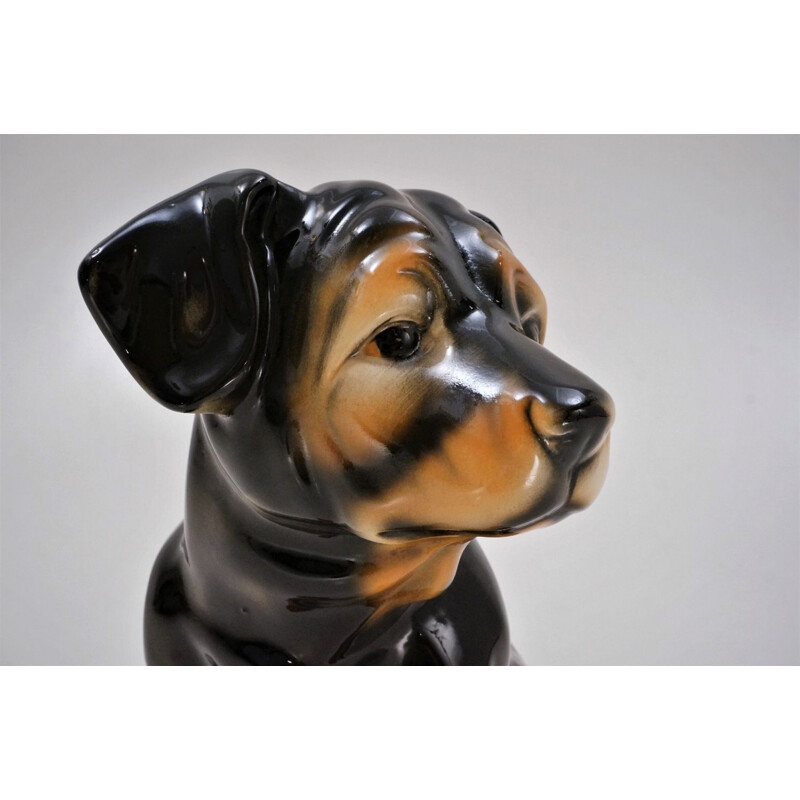 Vintage Spanish ceramic Rottweiler dog by Hispania for Lladró, 1980s