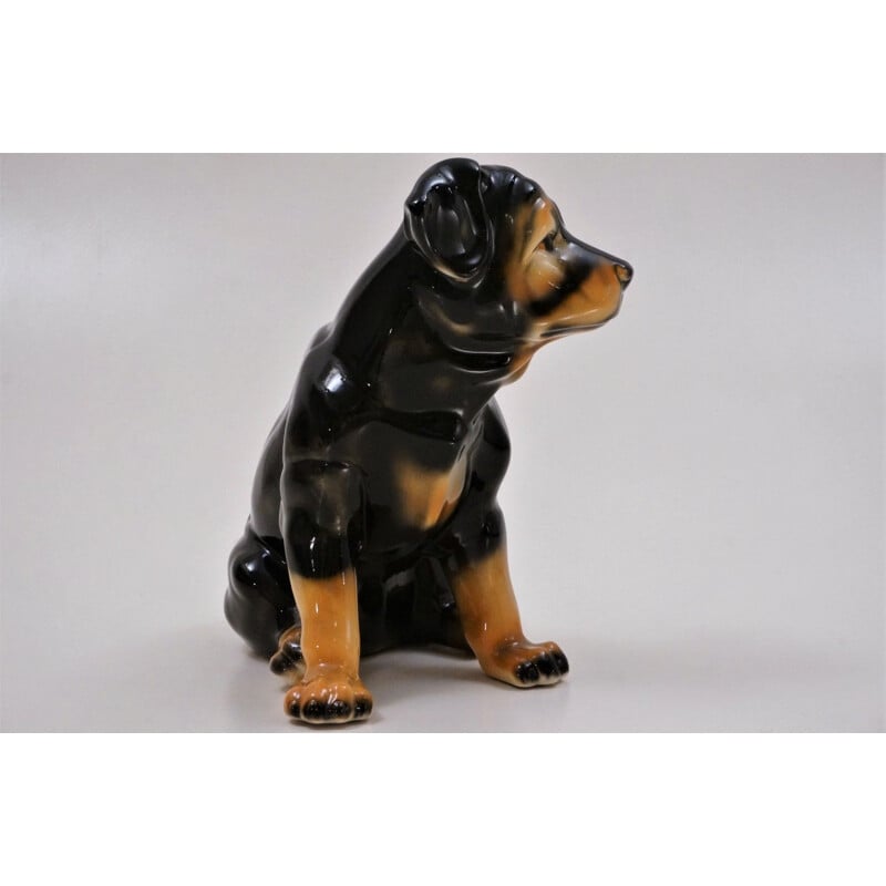 Vintage Spanish ceramic Rottweiler dog by Hispania for Lladró, 1980s