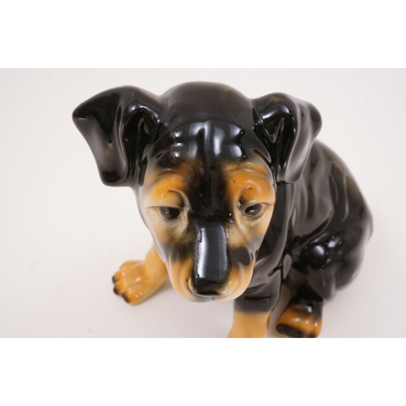 Vintage Spanish ceramic Rottweiler dog by Hispania for Lladró, 1980s