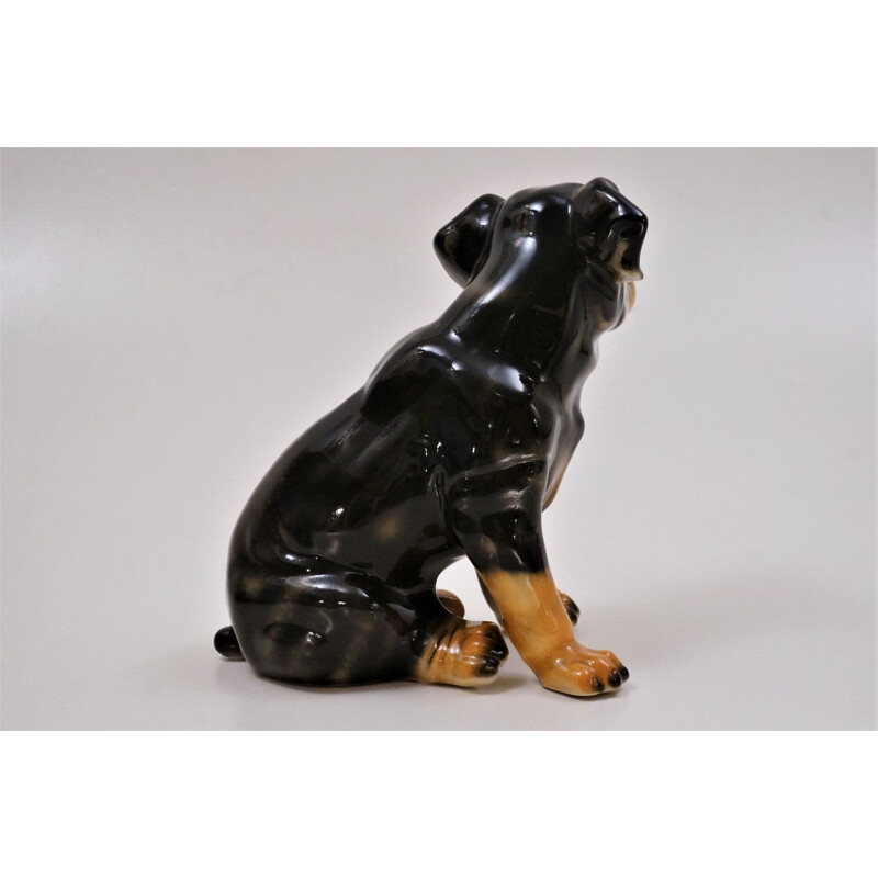 Vintage Spanish ceramic Rottweiler dog by Hispania for Lladró, 1980s