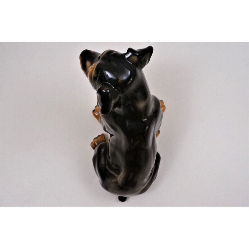 Vintage Spanish ceramic Rottweiler dog by Hispania for Lladró, 1980s