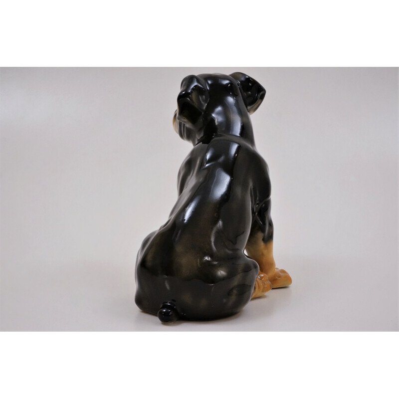 Vintage Spanish ceramic Rottweiler dog by Hispania for Lladró, 1980s
