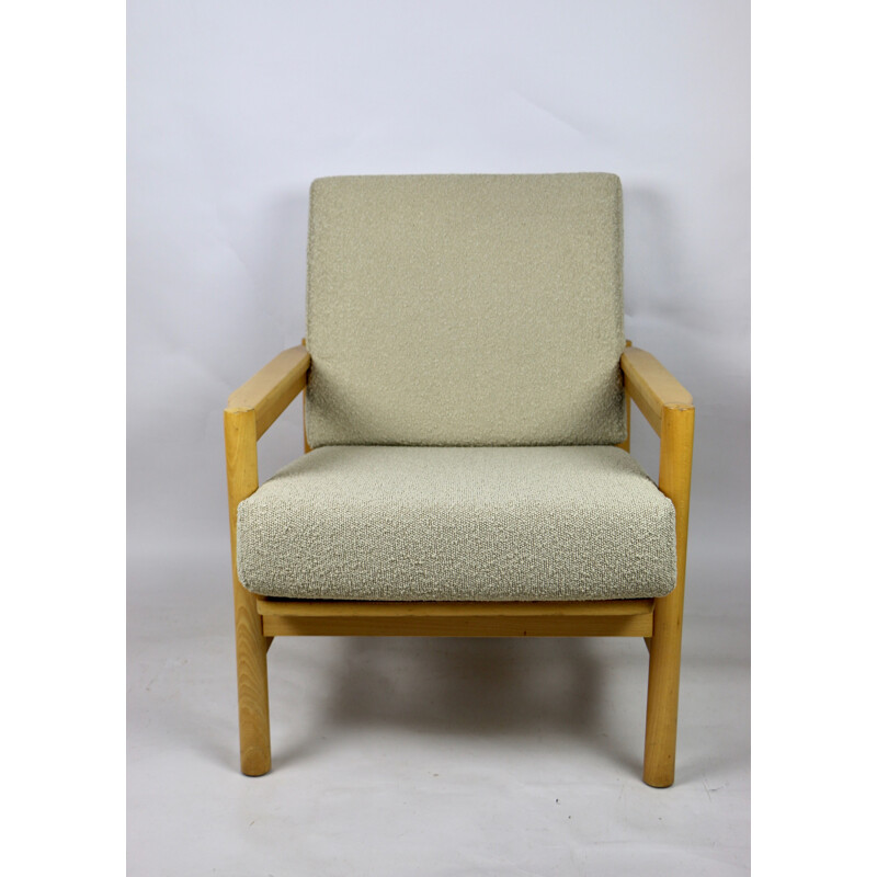 Vintage beige boucle armchair, 1970s