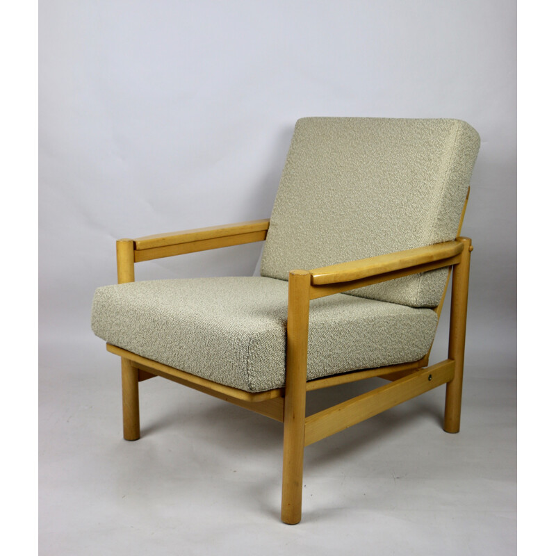 Vintage beige boucle armchair, 1970s