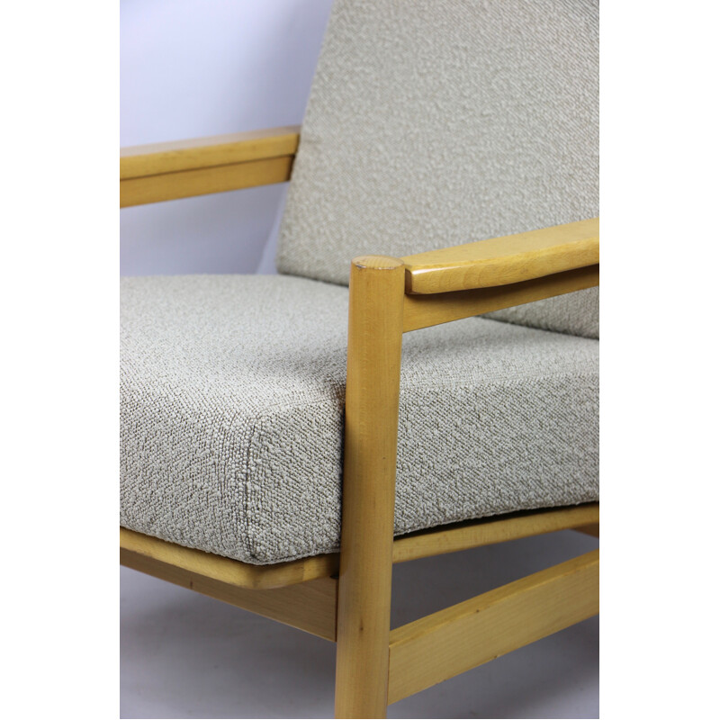Vintage beige boucle armchair, 1970s